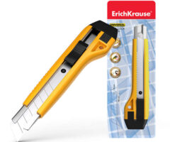 Erichkrause Cuter con Fijador Automatico Universal - Sistema de Retencion de Cuchilla Autobloqueo - Partidor Incorporado - Color Azul