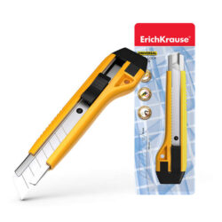 Erichkrause Cuter con Fijador Automatico Universal - Sistema de Retencion de Cuchilla Autobloqueo - Partidor Incorporado - Color Azul