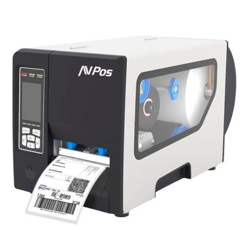 AVP-E1_1 AVPos E1 Impresora Termica Etiquetas Industrial - Velocidad 203mm/s - Resolucion 300 DPI - USB, Serie y LAN - Color Blanco-Negro