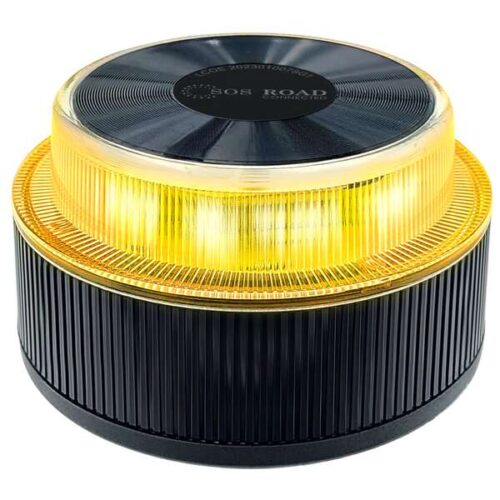 SOS Road Baliza de señalizacion de emergencia en carretera V16, homologada por la DGT, con GPS y SIM integrada, conectividad DGT 3.0, visibilidad 1 km, base magnetica, proteccion IP54