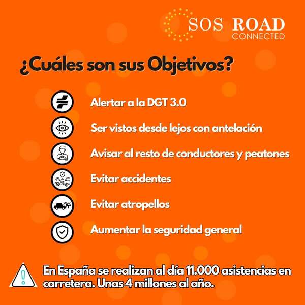 SOS Road Baliza de señalizacion de emergencia en carretera V16, homologada por la DGT, con GPS y SIM integrada, conectividad DGT 3.0, visibilidad 1 km, base magnetica, proteccion IP54