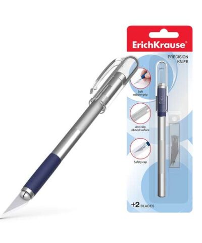 Erichkrause Cuchilla de Precision para Cortes de Papel – Cuerpo Metalico con Agarre de Goma