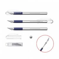 Erichkrause Cuchilla de Precision para Cortes de Papel - Cuerpo Metalico con Agarre de Goma - Cuchilla Segmentada de Acero - Resistente a la Corrosion