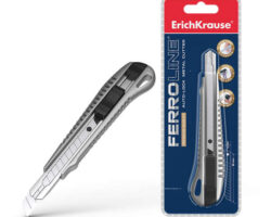 Erichkrause Cuter Metalico con Fijador Automatico - Sistema de Retencion de Cuchilla Autobloqueo - Partidor Incorporado - Color Negro