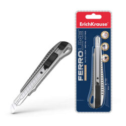19157 Erichkrause Cuter Metalico con Fijador Automatico - Sistema de Retencion de Cuchilla Autobloqueo - Partidor Incorporado - Color Negro
