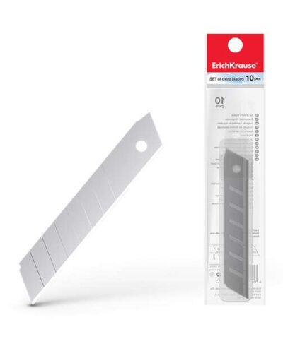 Erichkrause Pack de 10 Cuchillas de Repuesto de Acero Segmentado – Medidas 18mm x 0.5mm