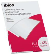 aminas-de-plastificar-ibico-a3-125-micras-gloss Caja de 100 láminas de plastificar Ibico A3 de 125 micras con acabado brillante transparente