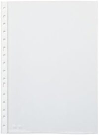 Pardo Pack de 100 Fundas Multitaladro A4 Transparentes 90 Micras - Acabado Cristal - Refuerzo en Blanco