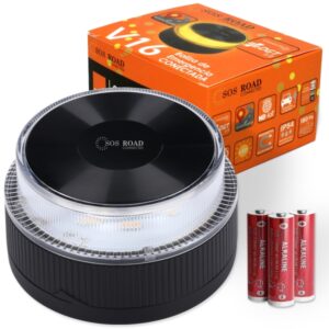 Road Baliza de Señalizacion de Emergencia en Carretera V16 - Homologada por la DGT - GPS y SIM Integrada - Conectividad DGT 3.0 - Visibilidad 1 km - Base Magnetica - Proteccion IP54