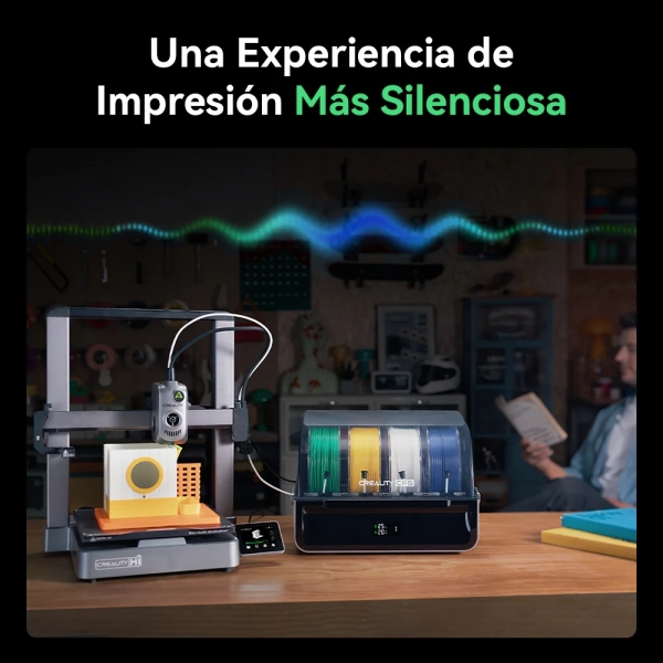 Creality Hi Combo Impresora 3D Abierta + Unidad CFS - Volumen 26x26x30cm - Calibraciones Automaticas - Extrusor Multifuncional - Cuerpo Metalico - Velocidad Hasta 500 mm/s - USB, WiFi