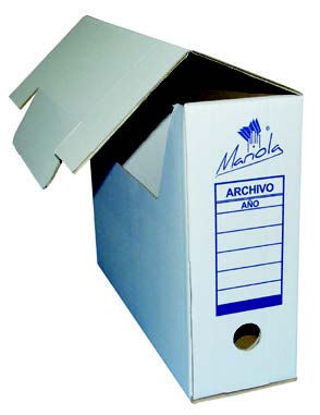 Caja de archivo definitivo Mariola tamaño folio lomo 100mm blanco y azul