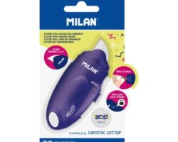 Cúter de hoja cerámica Milan Capsule serie Acid color azul con sistema de bloqueo