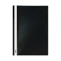 Dosier con fastener A4 de la marca Dohe, fabricado en polipropileno con tapa transparente y trasera opaca, ideal para organizar documentos de oficina.