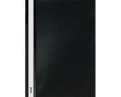 Dosier con fastener A4 de la marca Dohe, fabricado en polipropileno con tapa transparente y trasera opaca, ideal para organizar documentos de oficina.