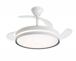 ventilador-de-techo-daewoo-blanco-106cm Ventilador de techo Daewoo de 106 cm con luz LED integrada, aspas retráctiles y motor de 30W de bajo consumo para oficinas profesionales.