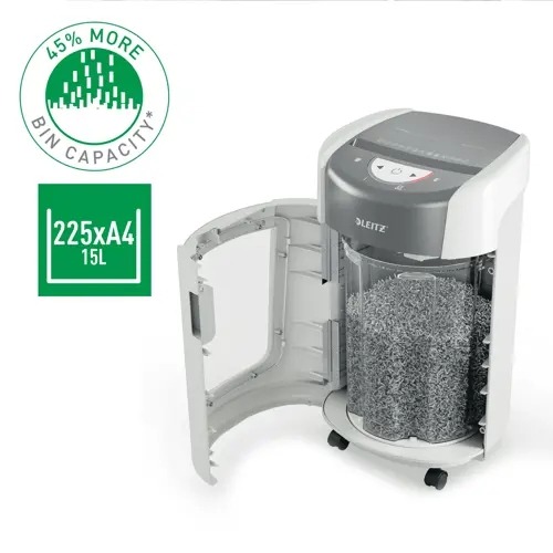 Destructora de Papel Leitz IQ OptiMax Home Office 225 con Tecnología de Giro y Corte de Micropartículas P5