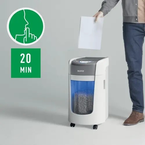 Destructora de Papel Leitz IQ OptiMax Home Office 225 con Tecnología de Giro y Corte de Micropartículas P5