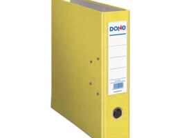 Archivador de palanca A4 Dohe de lomo ancho 70mm en color amarillo con cantoneras metálicas y tarjetero para oficina