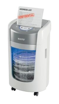 Destructora de papel Leitz IQ OptiMax Home Office 225 con corte de seguridad DIN P5 y papelera de 15L ideal para optimización y rendimiento en la oficina