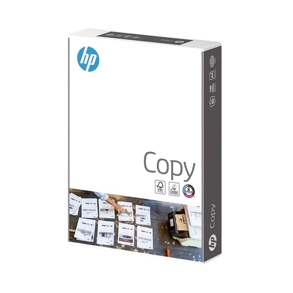 Paquete de papel HP Copy A4 de 80gr con 500 hojas blancas para impresión láser e inyección de tinta sin atascos.